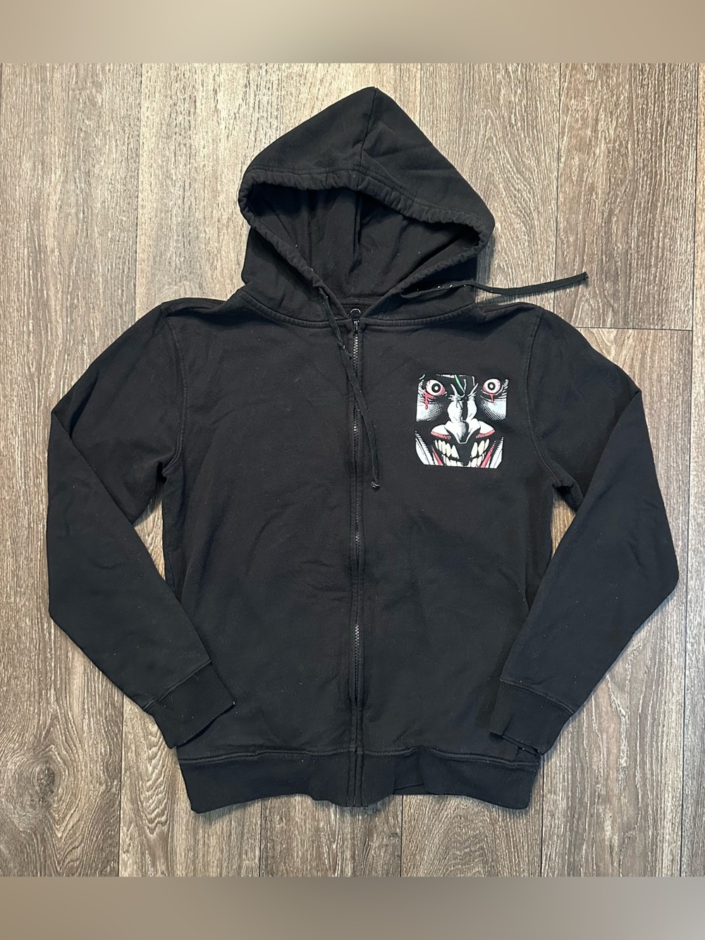DC Comics Batman Joker Black Double Sided Graphic Zip Up Hoodie Men's Small